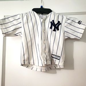 18M MAJESTIC NEW YORK YANKEES PINSTRIPE JERSEY WHITE JACOBY ELLSBURY #22